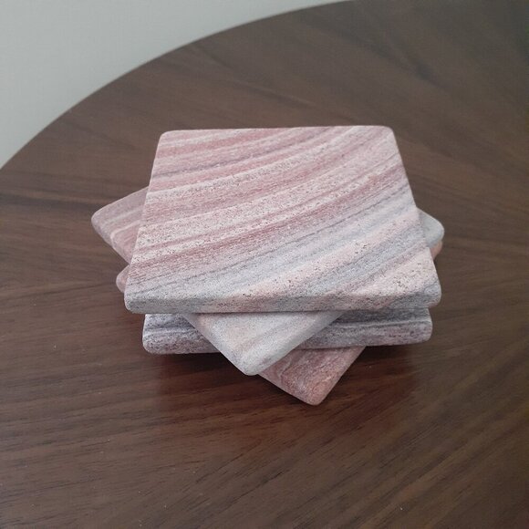 Rainbow Sandstone Square Set of 4 Cork Back Coasters - Picture 1 of 8
